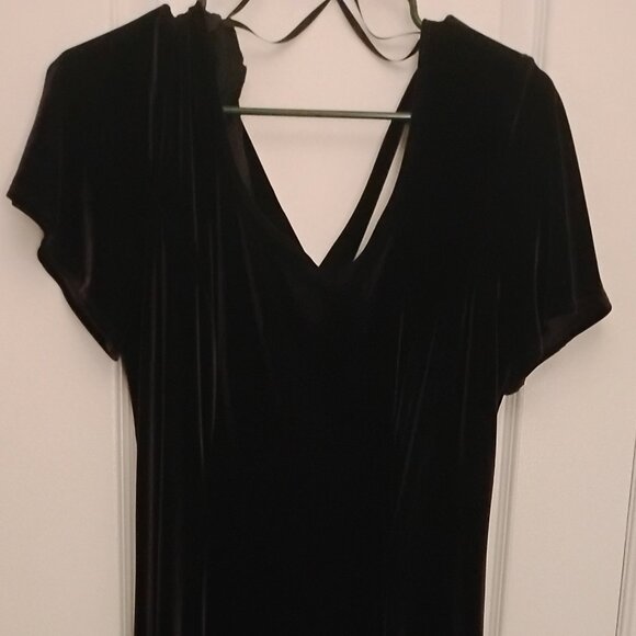 Vintage-Style Velvet Column Dress | Blackberry Purple | Strappy Back | Size 10 - Picture 3 of 8